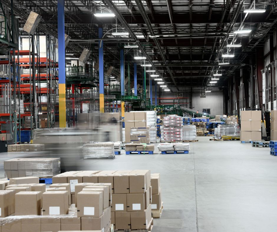 Interior of large distribution center